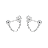 Chain Drop Ball Stud Earrings
