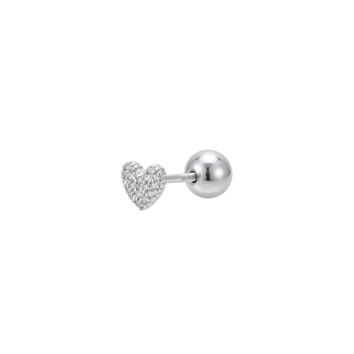 Pavé Heart Cartilage Stud
