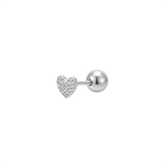 Pavé Heart Cartilage Stud